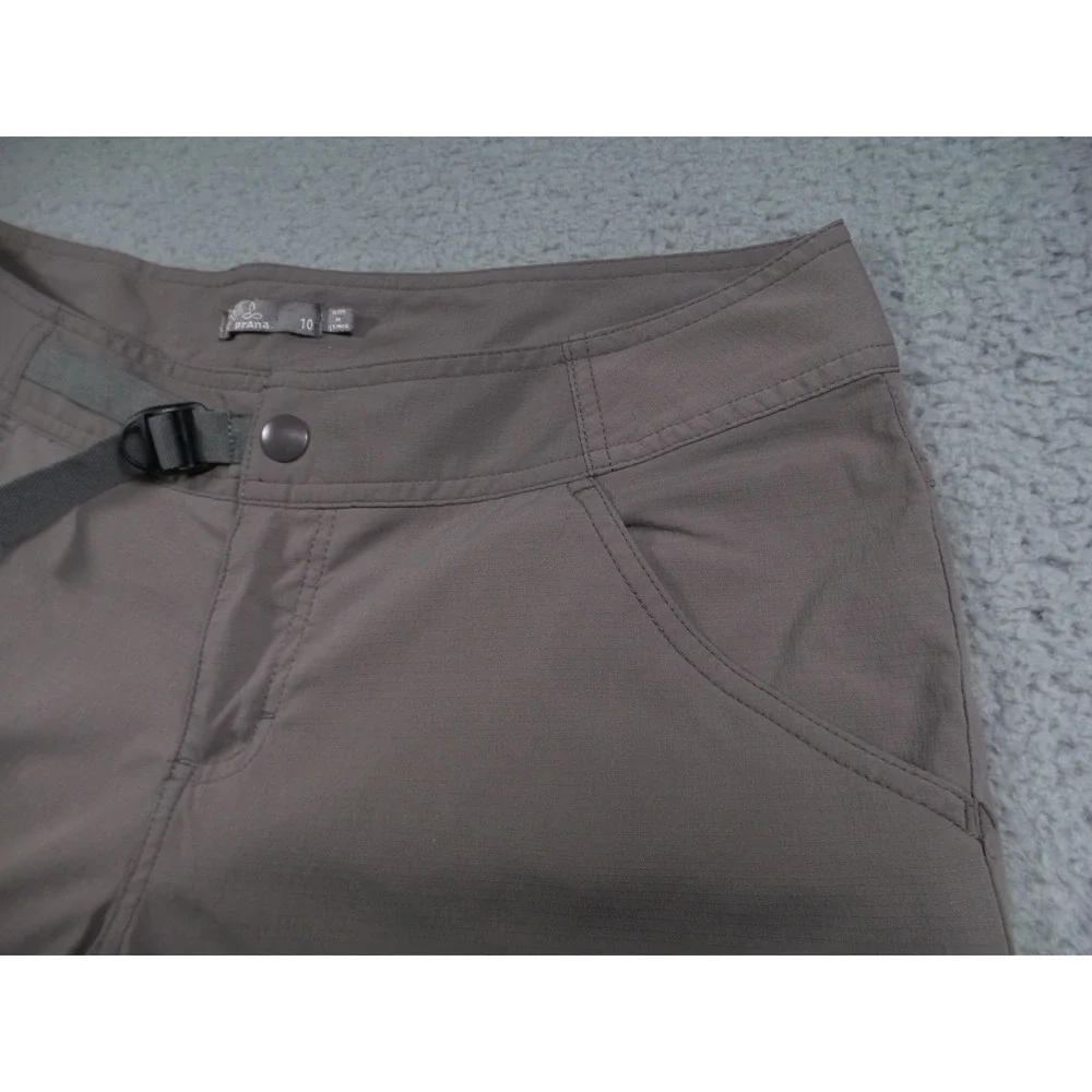 prAna Pants Womens Size 10 Gray Capri Stretch Ripstop Belted Outdoor Yoga‎